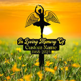 Custom Memorial Plaque for Ballerina, Ballet Teacher Metal Cross, Temporary Grave Marker for Girls, Dancing In Heaven, Remembrance Cross