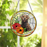 Personalized Floral Pet Portrait Stained Glass Suncatcher, Custom Dog Portrait from Photo, Pet Memorial Gift, Pet Lover Gift, Pet Loss Gift