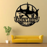 Custom Shark Metal Sign with Led Lights, Last Name Sign, Personalized Reef Wall Art, Shark Wall Decor, Indoor Home Decor & Shark Lover Gift