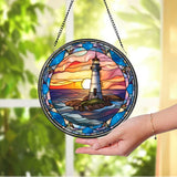 Colorful Lighthouse Suncatcher Ornament, Lighthouse Ornament, Housewarming Gift, Beach Decor, Mother's Day Gift