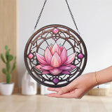 Personalized Pink Lotus Flower Suncatcher Glass, Lotus Glass, Lotus Lovers Gift, Window Hanging, Lotus Wall Art,Gifts for Women