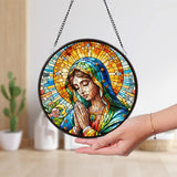 Virgin Mary Religious Glass Suncatcher Hanging, Religious Virgin Mary Suncatcher Gift, Guadalupe Window Hanger, Catholic Suncatcher