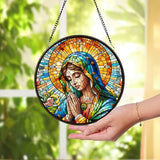 Virgin Mary Religious Glass Suncatcher Hanging, Religious Virgin Mary Suncatcher Gift, Guadalupe Window Hanger, Catholic Suncatcher