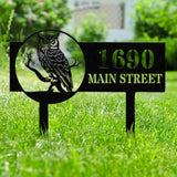 Owl Custom Metal Address Yard Stake, Law Mounted Address Sign, Personalized Address Sign for Bird Lovers, House Numbers Sign