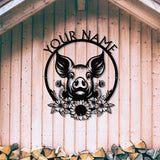 Personalized Pig Barn Metal Sign with Led Lights, Pig Ranch Wall Art, Pig Farm Sign, Pig Wall Decor, Farmer Name Sign, Farmer Gift