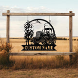 Custom Farm Sign with Tractor, Corn Farming Sign, Personalized Farm Tractor Name Sign, Home Decor Farm Truck, Gift For Farmer
