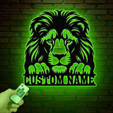 Custom Lion Metal Sign, Lion Head Metal Wall Art with Led Light, Personalized Lion Name Sign, Lion Metal Wall Decor, Nursery Wall Decor