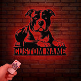 Custom Name Pitbull Metal Sign with Led Light, Pitbull Sign, Personalized Dog Sign, Dog Monogram, Dog Mom Gift, Dog Gift, Pitbull Lovers