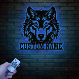 Personalized Wolf Metal Wall Art LED Light, Custom Wolf Metal Sign Room Decor, Wolf Led Sign, Wolf Wall Decor, Animal Office Decor