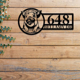 Personalized Chicken Family Address Metal Sign with LED Lighting, Custom House Numbers Display, Metal Address Plaque, Address Sign