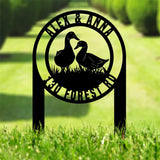 Personalized Duck Pair Address Garden Stake, Custom Duck Design, Custom House Numbers Display, Metal Address Sign, House Number Plaque