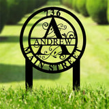 Custom Family Name Metal Address Garden Stake, Contemporary Address Sign, Custom House Numbers Display, Metal House Sign, Street Address