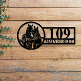 Custom Horse Farmhouse Metal House Number Sign, Custom Address Sign, Personalized Address Plaque, Street Name Sign, Front Door Sign