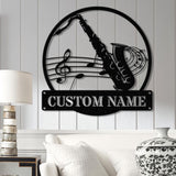 Custom Saxophone Player Name Metal Sign, Personalized Jazz Lover Gift, Musician Wall Decor, Jazz Player Name Sign, Gift for Music Lover
