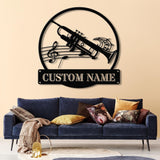 Custom Trumpet Player Name Metal Sign, Personalized Jazz Musician Gift, Music Lover Wall Decor, Musician Name Sign, Music Room Decoration