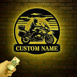 Custom Motorcycle Metal Sign, Personalized Motorcycle Wall Decor, Garage Name Sign, Motorcycle Lover Gifts, Gift for Him, Man Cave Decor