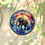 Elephant Stained Glass SunCatcher, Elephant Window Hanging. Elephant Ornament, Elephant Lover Gift, Nature Animal, Friend Gift, Gift for Mom