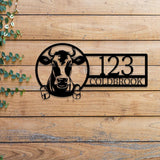 Custom Cow Metal House Number Sign with Led Light, Custom Address Sign, Personalized Address Plaque, Farm Sign, Front Door Sign