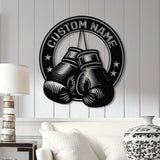 Custom Boxing Gloves Metal Wall Art with LED Light, Personalized Boxer Name Sign, Gym Room Decor, Man Cave Gift, Birthday Present