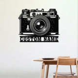 Custom Camera Metal Wall Art with Led Lights, Personalized Photographer Name Sign, Camera Metal Sign, Camera Decor, Photo Studio Decor