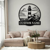 Personalized Lighthouse Metal Sign, Custom Lighthouse Name Sign, Beach House Decor, Harbor Sign, Lighthouse Metal Wall Art, Coastal Decor