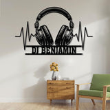 Custom Headphone Metal Wall Art with Led Lights, Game Room Decor, Studio Wall Art, Headphone Decor, Gamer Gift, DJ Gift, Headphone Name Sign