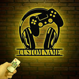 Custom Video Game Metal Sign with Led Light, Game Controller Metal Wall Art, Gamer Name Sign, Game Room Decor, Video Game Art, Gift for Him