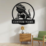 Personalized Bearded Dragon Metal Sign with LED Lights, Custom Name Bearded Dragons Sign, Unique Bearded Dragon Gift, Gecko Lizard Decor