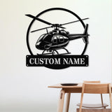 Personalized LED Helicopter Metal Sign, Custom Pilot Name Wall Art, Aviation Decor, Military Helicopter Gift, Man Cave Decor