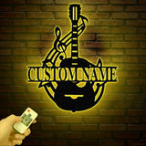 Personalized Guitar Metal Wall Art with Led Lights, Custom Guitarist Name Sign, Home Decor, Music Room, Kids Nursery Decor