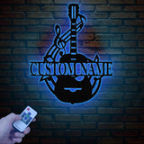 Personalized Guitar Metal Wall Art with Led Lights, Custom Guitarist Name Sign, Home Decor, Music Room, Kids Nursery Decor