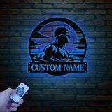 Custom Man Swimmer Metal Wall Art LED Light, Personalized Swimming Butterfly Stroke, Swimmer Name Sign, Home Decor Nursery Decoration