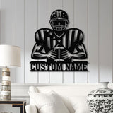 Custom American Football Metal Sign with LED, Personalized Football Name Sign, Football Coach Gift, Boys Room Decor, Sports Wall Art