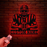 Custom American Football Metal Sign with LED, Personalized Football Name Sign, Football Coach Gift, Boys Room Decor, Sports Wall Art