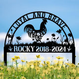 Personalized Pet Memorial Sign, Custom Chicken Rooster Garden Marker, Metal Farm Animal Remembrance Plaque, Rustic Yard Decor