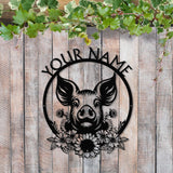 Personalized Pig Barn Metal Sign with Led Lights, Pig Ranch Wall Art, Pig Farm Sign, Pig Wall Decor, Farmer Name Sign, Farmer Gift
