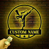 Custom Boy Karate Metal Wall Art with Led Lights, Martial Arts Sign, Kid Karate Sign, Birthday Gift for Son, Kids Room Decor, Nursery Decor