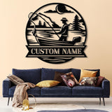 Personalized Fishing Metal Sign, Custom Trout Fish LED Wall Art, Outdoor Fishing Cabin Decor, Fisherman Name Sign, Gift for Dad