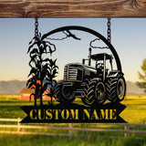Custom Farm Sign with Tractor, Corn Farming Sign, Personalized Farm Tractor Name Sign, Home Decor Farm Truck, Gift For Farmer