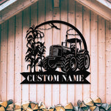 Custom Farm Sign with Tractor, Corn Farming Sign, Personalized Farm Tractor Name Sign, Home Decor Farm Truck, Gift For Farmer