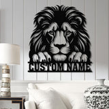 Custom Lion Metal Sign, Lion Head Metal Wall Art with Led Light, Personalized Lion Name Sign, Lion Metal Wall Decor, Nursery Wall Decor