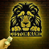 Custom Lion Metal Sign, Lion Head Metal Wall Art with Led Light, Personalized Lion Name Sign, Lion Metal Wall Decor, Nursery Wall Decor