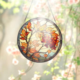 Autume Flower Stained Glass Suncatcher, Window Hangings, Wall Decor, Flowers Suncatcher Gift, Window Hanger, Birthday Gift For Mom