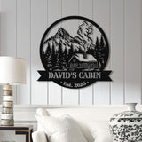 Personalized Cabin Sign, Lodge Decor, Forest Cabin Metal Sign, Custom Family Name Sign, Last Name Sign, Housewarming Gift, Gift for Dad