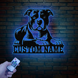 Custom Name Pitbull Metal Sign with Led Light, Pitbull Sign, Personalized Dog Sign, Dog Monogram, Dog Mom Gift, Dog Gift, Pitbull Lovers