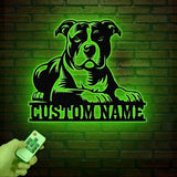 Custom Name Pitbull Metal Sign with Led Light, Pitbull Sign, Personalized Dog Sign, Dog Monogram, Dog Mom Gift, Dog Gift, Pitbull Lovers