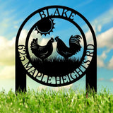 Personalized Chicken Family Address Garden Stake, Custom Farm Birds Sign, Custom House Numbers Display, Metal Address Plaque