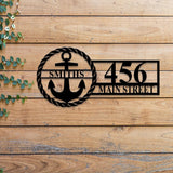 Custom Family Name Anchor Metal House Number Sign , Custom Address Sign, Personalized Address Plaque, Street Name Sign, Front Door Sign