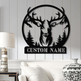Custom Deer Hunting Metal Sign, Custom Buck Antler Split Metal Wall Hangings, Deer Hunter Name Sign, Hunter's Gift, Cabin Decor