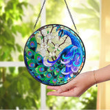 Peacock Stained Glass SunCatcher, Peacock Window Hanging, Mother's Day Gift, Gift Bird Lover Decor, Peacock Ornament, Garden Decor